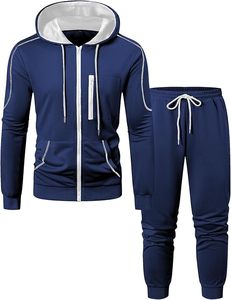 ชุดเซ็ทวอร์มผู้ชาย 2 ชิ้น ผ้าฝ้าย 100% ไซส์ใหญ่พิเศษ สำหรับฤดูหนาว เสื้อฮู้ดซิปเต็มตัว กางเกงจ็อกเกอร์ ชุดกีฬา ชุดออกกำลังกาย คุณภาพสูง - Product Image 5