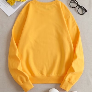 Sweat-shirt à capuche pour femme en coton 100% de qualité supérieure, coupe longue à épaules tombantes, en molleton bouclette à col rond - Product Image 4
