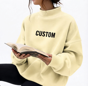 เสื้อสเวตเชิ้ตคอเต่าทรงโอเวอร์ไซส์สำหรับผู้หญิง ผ้าเทอร์รี่หนานุ่ม สวมใส่สบาย ทรงหลวม เหมาะสำหรับฤดูใบไม้ร่วงและฤดูหนาว จากโรงงาน - Product Image 1