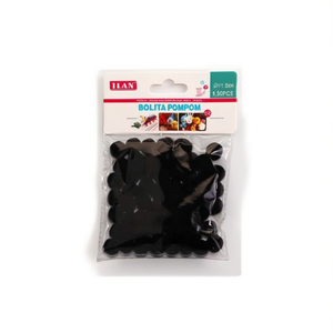 Ilan Bolita Pompom 1,5 cm Noir 60 pièces Décorations artisanales - Product Image 1