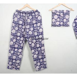 Conjunto de Pijama de Algodón 100% Puro para Mujer, Estampado Floral, Cuello en V, Cierre con Cordón, Transpirable, Largo - Product Image 4