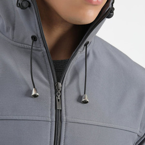 Chaqueta de Forro Polar con Capucha para Hombre, Color Gris, Cierre de Cremallera, Informal, Cortavientos, Ropa de Abrigo para Otoño, Corte Regular, Color Sólido, Tejido de Poliéster - Product Image 5