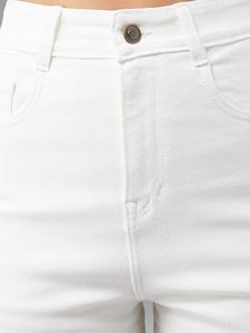 Shorts de Mezclilla Blancos de Cintura Media para Mujer, Cinturón Ecológico, Estilo Casual Vintage de Verano, 100% Algodón, Transpirables, Corte Amplio - Product Image 6
