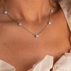 Collier pendentif en pierre de lune naturelle avec cinq pierres précieuses, bijoux en or avec pierre de lune pour femmes - Product Image 4