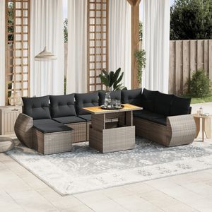 Juego de sofás de jardín de ratán PE gris con reposabrazos ajustables grandes, muebles de exterior cómodos y elegantes - Product Image 1