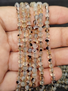 Manufacturer Round Polished Banded Agate Beads, Black Stripes Agate Beads With 4mm g - Product Image 5