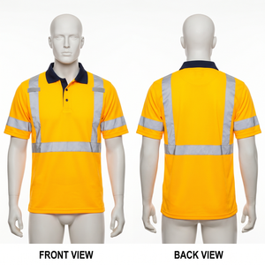 Camiseta Polo de Trabajo para Hombre, 220 GSM, Poliéster Piqué, Color Granate, Panel Reflectante de Seguridad, Diseño Personalizado con Logotipo Bordado - Product Image 5