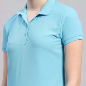 Women's <b>Light</b> Blue Short Sleeve for Shirt 100% Cotton Jersey Knitted Solid Color Casual Breathable Quick Dry Fit - Product Image 2
