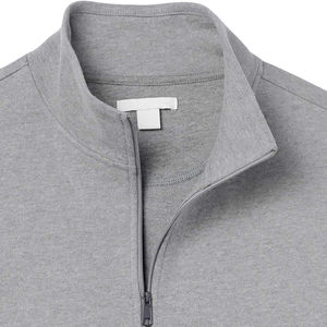 Best Quality Quarter Zip Pullover Sweatshirts <b>For</b> <b>Men</b> Cotton Blended Full Sleeve Haider Grey Color Casual Half Zip Sweatshirts - Product Image 6