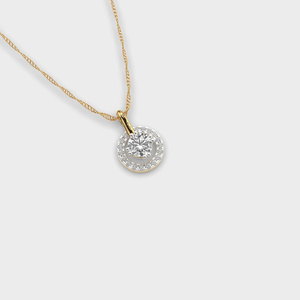 Colgante de Diamante Cultivado en Laboratorio con Corte Redondo y Halo para Mujer, Oro de 10K, 14K, 18K, Plata 925, 935, Engaste de Garras, Joyería Fina de Lujo - Product Image 3