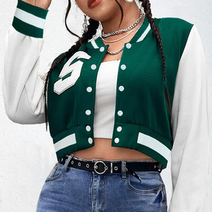 Chaquetas Varsity Cortas para Mujer, Diseño de Cuello Personalizado, Manga Larga, Talla Adulto, Ligeras - Product Image 6