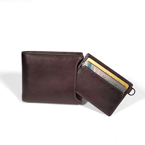 Castello Men's Bi-Fold <b>Wallet</b> High Quality Genuine Vegetable Tanned Waxy Leather Open Closure Detachable Card Holder Polyester - Product Image 3