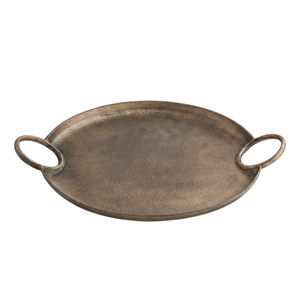 Plateau de service ovale en métal, design vintage solide, fait main, pour plats et assiettes, idéal pour la restauration hôtelière et les événements. - Product Image 1