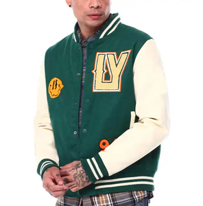 Chaqueta Varsity de Alta Calidad, Estilo Urbano, 100% Poliéster/Algodón, Tejido Lona, Invierno, Impermeable, Transpirable, con Botones y Forro de Piel de Oveja - Product Image 2