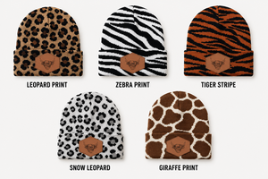 Bonnet tricoté personnalisé à motif vache des Highlands, unisexe, chaud pour l'hiver, avec patch en similicuir personnalisé, OEM ODM Marque Privée - Product Image 6