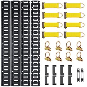 Set di 30 Pezzi E-Tracks da 1,5 m con 4 Binari in Acciaio, 2 Binari a Singola Fessura, 8 Anelli a O, 8 Fissaggi a D, Kit Binari D-Track per Fissaggio - Product Image 3