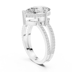 Anillo de Compromiso con Halo Oculto de Diamante Cultivado en Laboratorio en Forma de Pera de 3 Quilates, Oro Sólido de 18K, Certificado IGI, Color E, Anillo de Novia para Mujer - Product Image 4