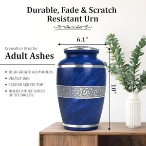Luxury Crafted Adult Aluminum Memorial Cremation <b>Ashes</b> Urn Funeral <b>Keepsake</b> Container Designed With Artistic Smooth Surface - Product Image 6