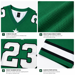 Maillot de football américain surdimensionné personnalisé en mesh, streetwear hip-hop, t-shirt de sport respirant à col en V pour homme, numéro 23 imprimé - Product Image 5