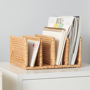 Porte-revues en rotin, organiseur de bureau, support pour papeterie, décoration de table de bureau - Product Image 6