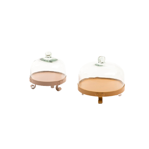 New Latest Design Eco-Friendly Metal Circle Cake Stand Powder Coated with Glass Top Wedding Decoration Fancy Manufacture - Product Image 1