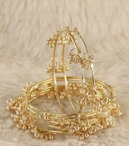 Exquisite Gold-Plated Ghungroo <b>Bangle</b> <b>Set</b> for Women Traditional Indian Ethnic Jewelry with Dancing Bell Charms Metal <b>Bangles</b> - Product Image 2