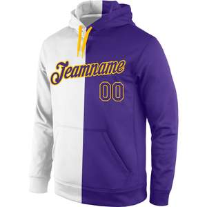 Sweat-shirt à capuche personnalisé pour homme, violet et blanc, avec nom d'équipe imprimé 00, poche avant, coupe classique, en molleton, décontracté pour l'automne - Product Image 3