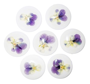 Heartsease Real Specimen Plastic Cabochon Round 38x38 mm White Flat Bottom for Crafts and Jewelry Making - Product Image 1