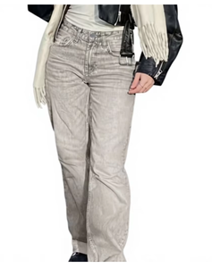 TRIBON SPORTS Women High Waist Straight Leg Stonewashed Denim Jeans Regular Fit Full Length Casual Solid Color Breathable Summer - Product Image 1