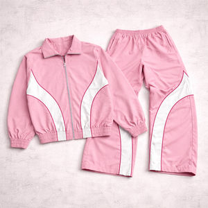 Ensemble de survêtement unisexe 2 pièces, veste et pantalon en nylon léger coupe-vent, couleurs contrastées - Product Image 4