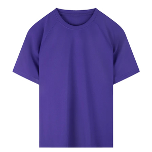 Men's Solid Purple <b>Raglan</b> <b>Sleeve</b> O-Neck Casual <b>T</b>-<b>Shirt</b> Regular Fit Knitted Fabric - Product Image 1