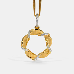 Collar con Colgante de Diamante Cultivado en Laboratorio en Forma de Círculo Trenzado en Oro Amarillo - Product Image 1