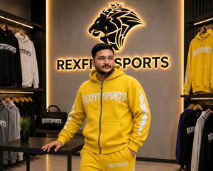 REXFITSPORTS Sudadera con Capucha Gráfica Amarilla para Hombre 2026, 280-300 GSM, Algodón y Poliéster, Forro Polar, Sudadera con Capucha Personalizada Estilo Urbano - Product Image 3