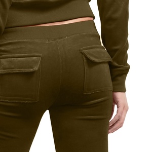 Conjunto Deportivo con Capucha para Mujer, Color Verde Oliva, Pantalones Largos de Color Sólido, Casuales, con Bolsillos Laterales, Transpirables, para Otoño - Product Image 6
