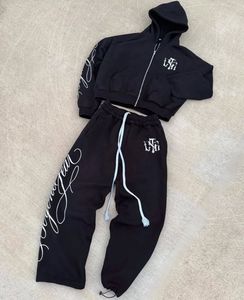 Nouvelle collection 2026 : Ensemble 2 pièces tendance en molleton technique avec logo personnalisé, style vintage, pour l'automne – Sweat à capuche décontracté en polyester épais à séchage rapide, tricoté. - Product Image 4
