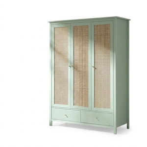 Armoire en bois massif peinte couleur vert Tosca style français - Product Image 1