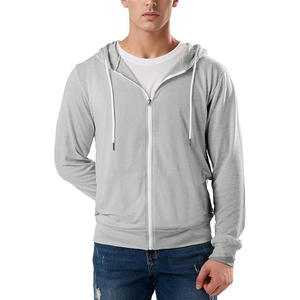 Sudaderas con capucha personalizadas al por mayor para hombre, con diseño de logotipo, forro polar, para fitness, informales, con cremallera completa. - Product Image 3