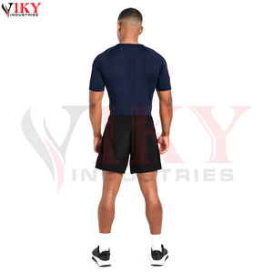 Conjunto Deportivo 2026 Azul Marino: Camiseta de Compresión y Pantalones Cortos Negros de Secado Rápido y Transpirables para Gimnasio, Fitness y Entrenamiento - Product Image 3
