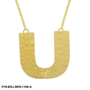 Collar con Colgante en Forma de U de Latón Texturizado Sólido, Moderno, Hecho a Mano para Mujer, Acabado Dorado, Revestimiento Resistente al Deslustre, Ajustable, para Regalo - Product Image 3