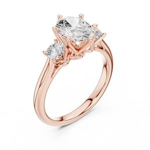 Vinson Project 2 Carat Oval Cut Moissanite Art Deco Engagement <b>Ring</b> Three Stone Accents-Rose Gold Plated <b>Stainless</b> <b>Steel</b> <b>Ring</b> - Product Image 3