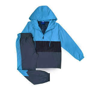 Conjunto Deportivo Ecológico para Hombre, Talla Grande, Bloques de Color, Chaqueta Cortavientos de Algodón/Poliéster, Ropa Deportiva de Entrenamiento, Conjunto de Dos Piezas - Product Image 1
