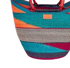 Branded Label Seagrass <b>Handbags</b> Red Leather Handle Woven Straw Tote Bag Fashion Women <b>Summer</b> Beach Purse OEM ODM - Product Image 4