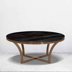 Modern <b>Round</b> MANGO WOOD & <b>MARBLE</b> Midcentury Modern Handmade <b>Coffee</b> <b>Table</b> with Metal Base Living Room Furniture - Product Image 1