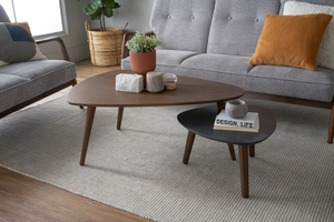 Nested <b>Coffee</b> <b>Table</b> Set of 2 with Pebble-Shaped Tops and Solid Wood Tripod Legs for Residential Project and <b>Small</b> Apartments - Product Image 5