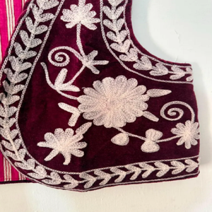 Opulent Short Floral Suzani Velvet Breathable Cotton Gilet with Artistic Embroidery Boho <b>Waistcoat</b> Sleeveless Layering Jacket - Product Image 6