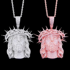 Colgante con Rostro de Cristo y Corona de Espinas, Moissanita, Plata 925, Amuleto Religioso Unisex - Product Image 4