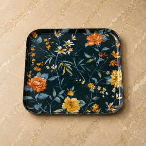 Bandeja de Servicio Floral Artesanal, Resistente a los Arañazos, Cuadrada, para Té, Café, Aperitivos, Comida, Elegante y Decorativa - Product Image 1