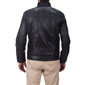 Nayab Industries Men's Genuine Leather Jacket Black Quilted Slim Fit Classic Waterproof Breathable <b>Winter</b> - Product Image 5
