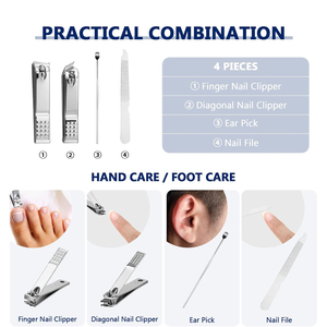Best Selling Stainless Steel Nail Clippers Set with Ear Pick Nail File Travel Pouch Compact Manicure Grooming Kit - Product Image 5