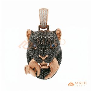 Pendentif Tête de Panthère en Or Rose avec Moissanite, Collier Pendentif Tendance, Style Hip Hop, Bijoux Urbains de Luxe - Product Image 5